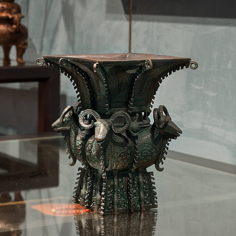 Декоративная фигура Четыре овцы, квадратный древний бронзовый котел, винтажное украшение для телевизионного и винного шкафов, медное изделие