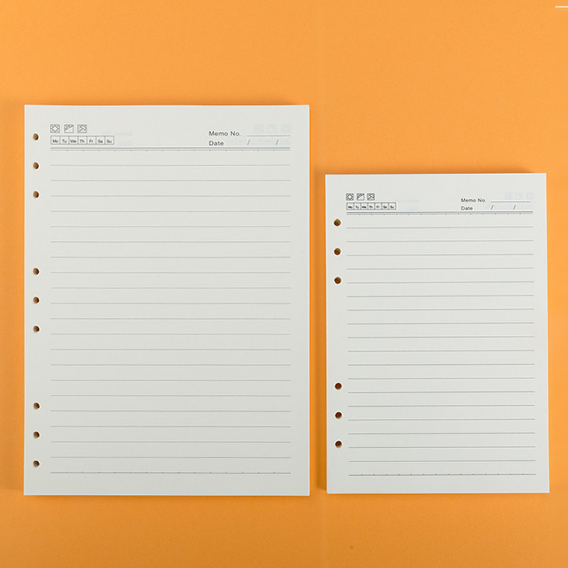 Заменяемая бумага в линейку с 6 отверстиями для блокнота A5, 9 отверстий для блокнота B5, 26 пустых листов
