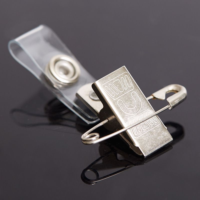 Держатель для пропуска с зажимом для бейджа из металла и прозрачного пластика с железным крючком для фабричной карты