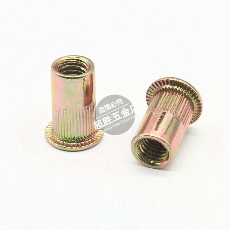 Удлинённая заклёпочная гайка для толстых пластин 5 мм Заклёпочная гайка M3 M4 M5 M6 M8 с плоской головкой и насечками, белый и цветной цинк