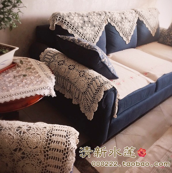 Свежий водяной лилии ручной вязки из чистого хлопка американский винтажный ажурный светло-бежевый чехол для дивана скатерть тканевое квадратное покрывало