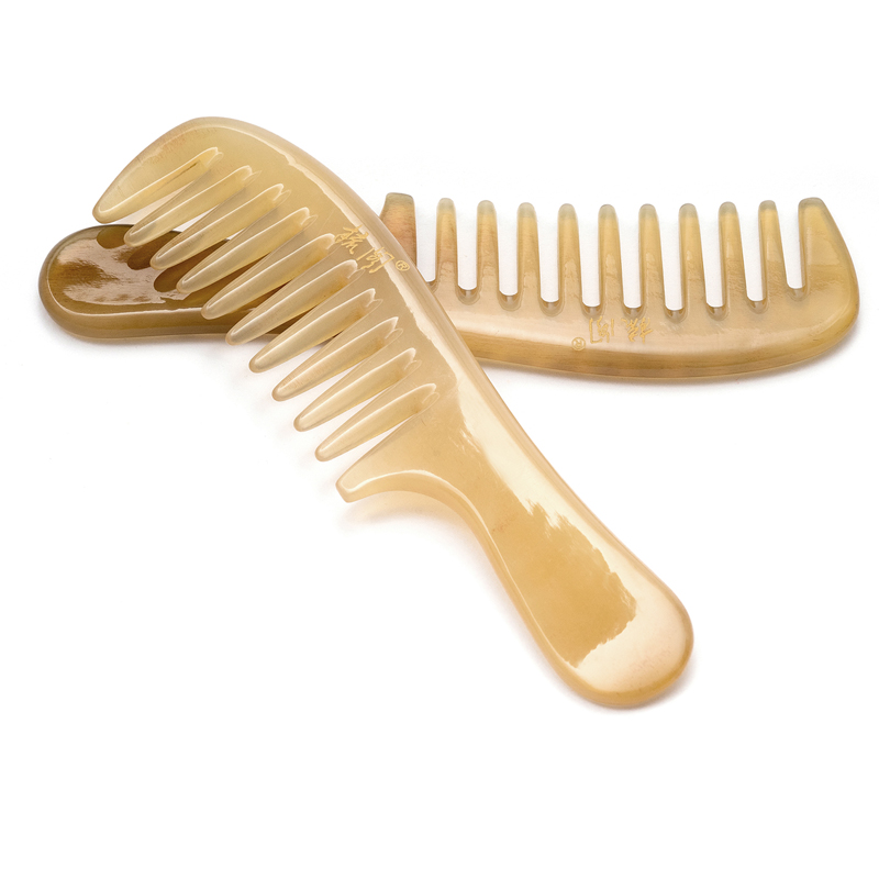 Натуральная белая роговая расческа с широкими зубьями для домашнего использования - большая расческа из овечьего рога для вьющихся волос с массажем - подарок к Дню учителя