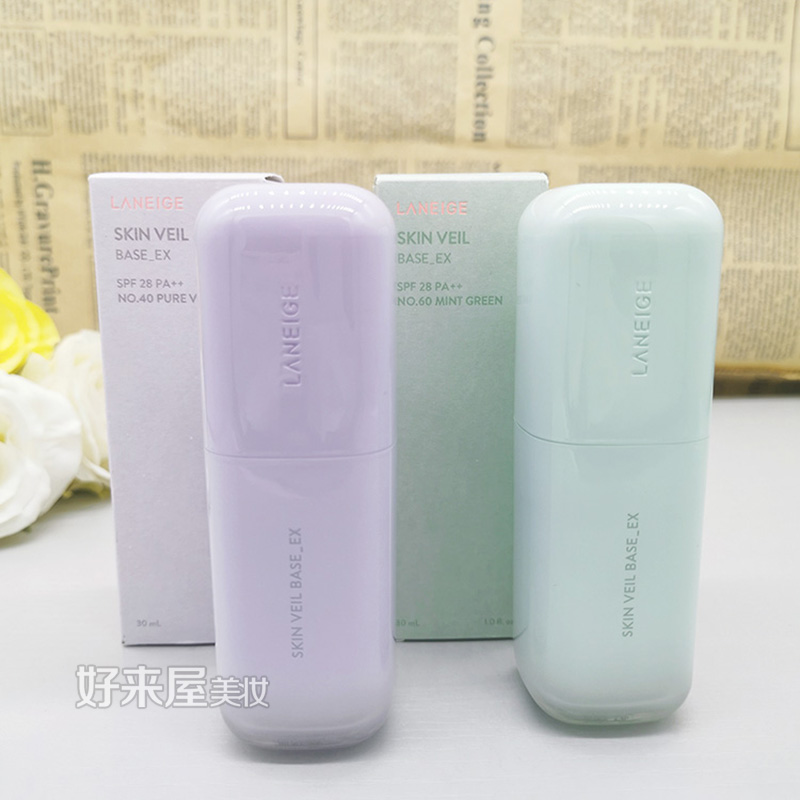 Солнцезащитный праймер Laneige Snow Silk Soft – фиолетовая и зелёная основа для макияжа, осветление, маскировка и защита от излучения