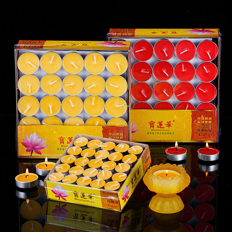 Лампа для подношения 4 часа 100 шт. свечи из чистого растительного масла для дома, длительного горения лампы для Будды