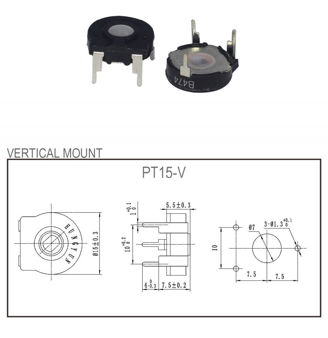 Высококачественный отечественный испанский потенциометр PT15-1K2K 5K 10K 20K 50K 100K горизонтальный регулируемый резистор