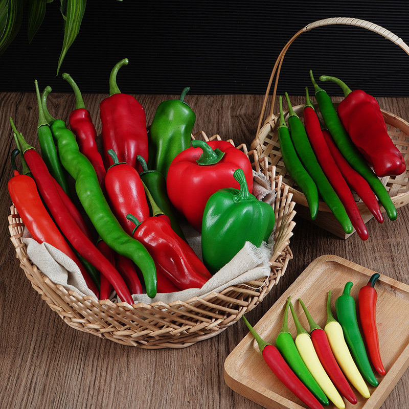 Имитированная модель перца чили, искусственный зеленый и красный перец для демонстрации в холодильнике и шкафу, фотография, обучающие и декоративные предметы