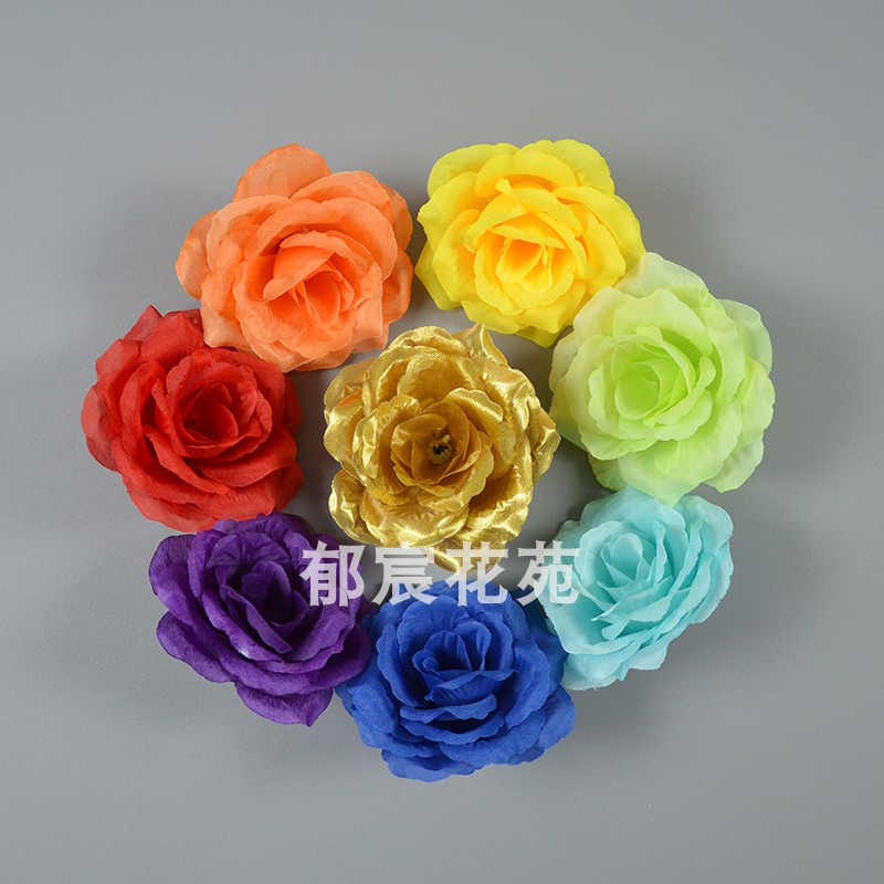 Искусственная золотая роза из шелка 10см для декора стены, свадебная арка, цветочный венок