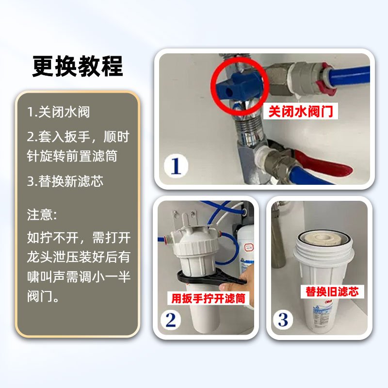 3M Water Purifier Pre-Filter PP Cotton Y16 Filter Cartridge Model 001, Compatible 10-inch Household Insert Prefilter