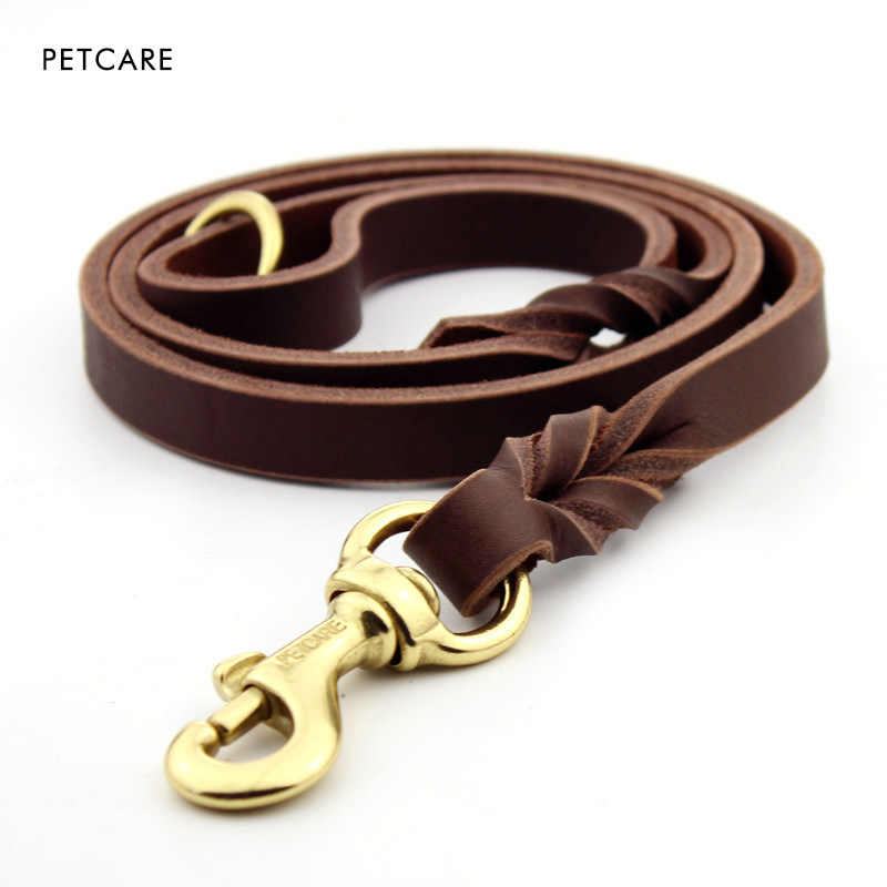 PETCARE Импортный поводок из кожи первого слоя для домашних животных, поводок для собак, цепочка, тренировочный поводок для немецкой овчарки с медным крючком