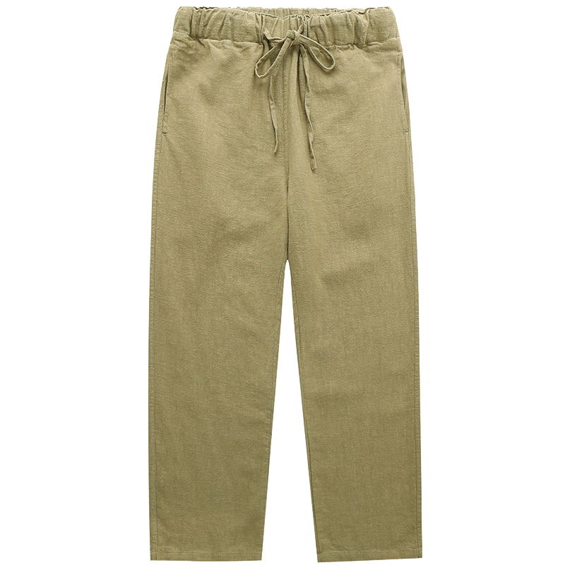 Мужские брюки из чистого льна с нанма, свободного кроя, в китайском стиле из крапивы, прямые брюки, ретро, с эластичным поясом, повседневные