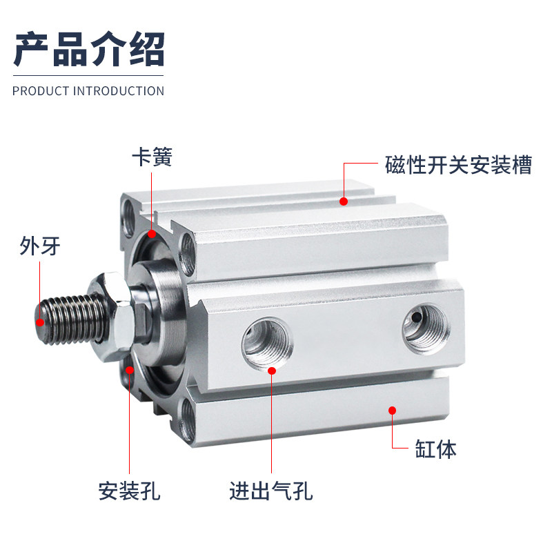 Внутренняя резьба Без магнитного тонкого цилиндра SDA20/25/32/40/50/63/80/100*-B Малый пневматический квадратный цилиндр