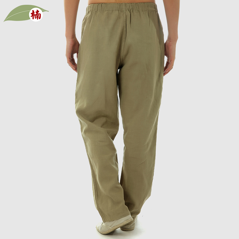 Мужские брюки из чистого льна с нанма, свободного кроя, в китайском стиле из крапивы, прямые брюки, ретро, с эластичным поясом, повседневные