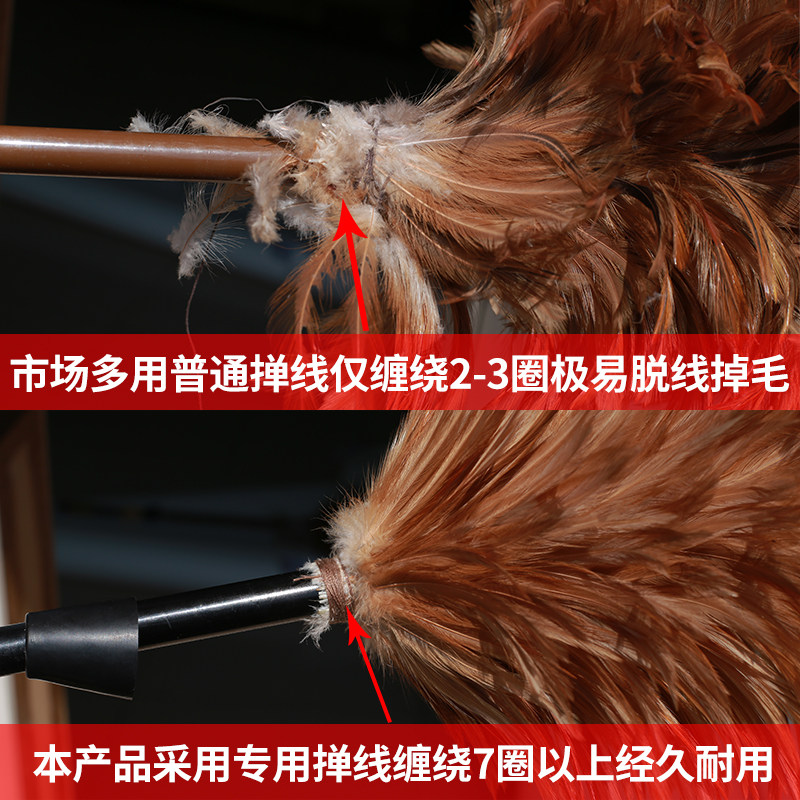 Ручная перьевая щетка для удаления пыли, традиционная щетка из куриного пера без выпадения перьев, выдвижная, для дома и автомобиля