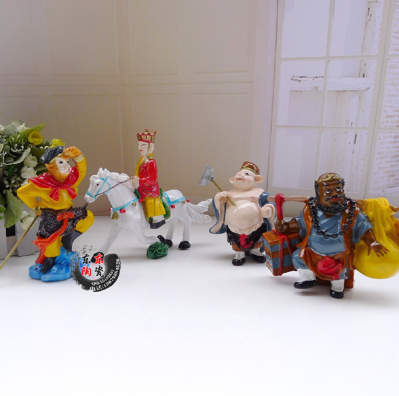 Фигурки из «Путешествия на Запад»: Монах Тан, Сунь Укун, Чжу Бацзе, Монах Ша, Безводный Монах, Статуя Белого Драконьего Коня