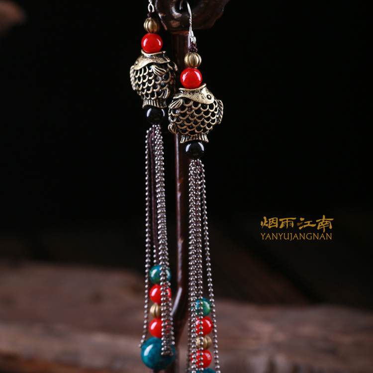 Оригинальные длинные серьги с кисточками в ретро-стиле, этнические стильные женские украшения