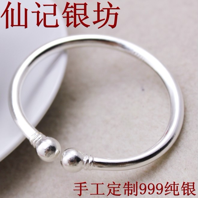 Ручная работа ювелира 999 чистого серебра женский браслет круглый дизайн, содержание серебра 99.9%
