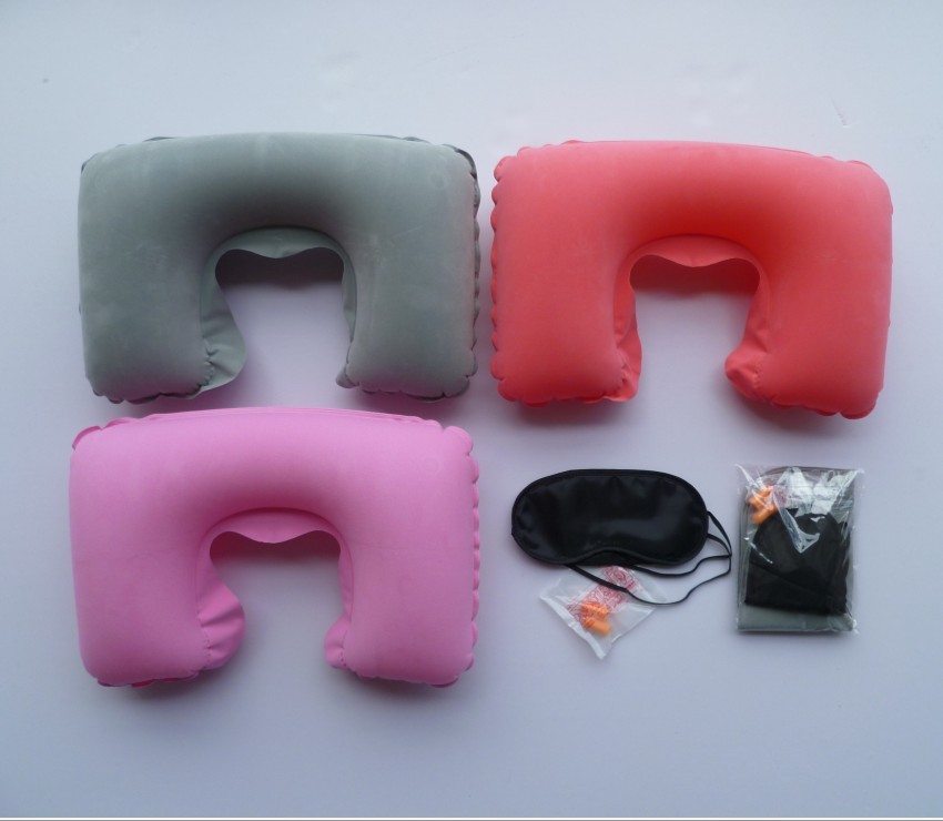 Набор из трех туристических аксессуаров в подарочной коробке Надувная подушка Бархатная U-образная подушка