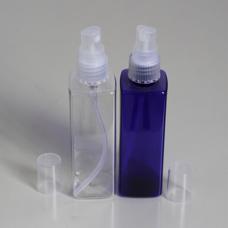 100мл квадратная PET бутылка для лосьона, бутылка для гидролата, квадратная пластиковая бутылка с эффектом стекла