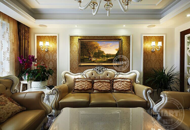 野餐聚会 古典欧式风景油画 客厅沙发墙画餐厅装饰画有框厚油质感