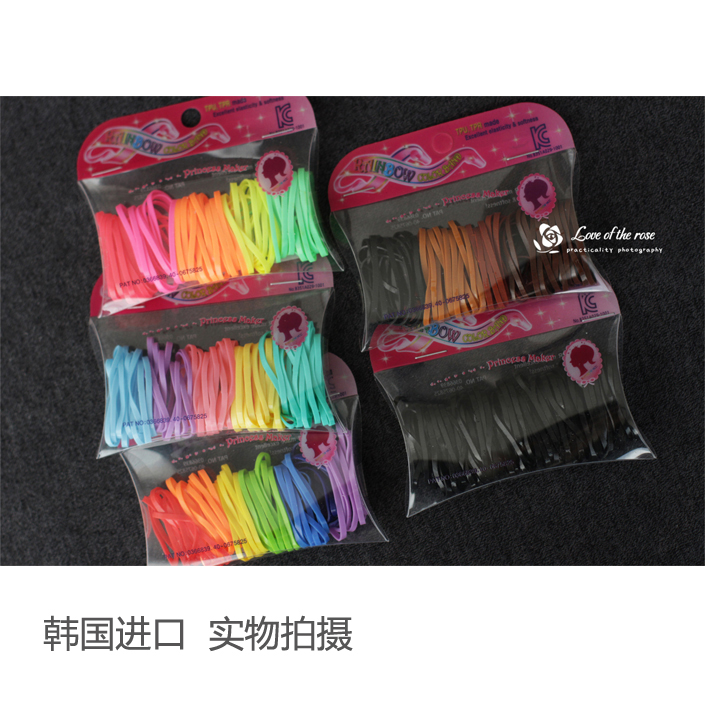 Безопасные нетоксичные корейские детские резинки для волос из мягкого пластика с радужным дизайном