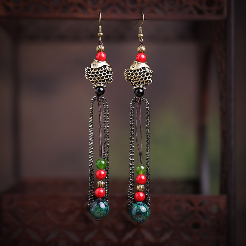 Оригинальные длинные серьги с кисточками в ретро-стиле, этнические стильные женские украшения