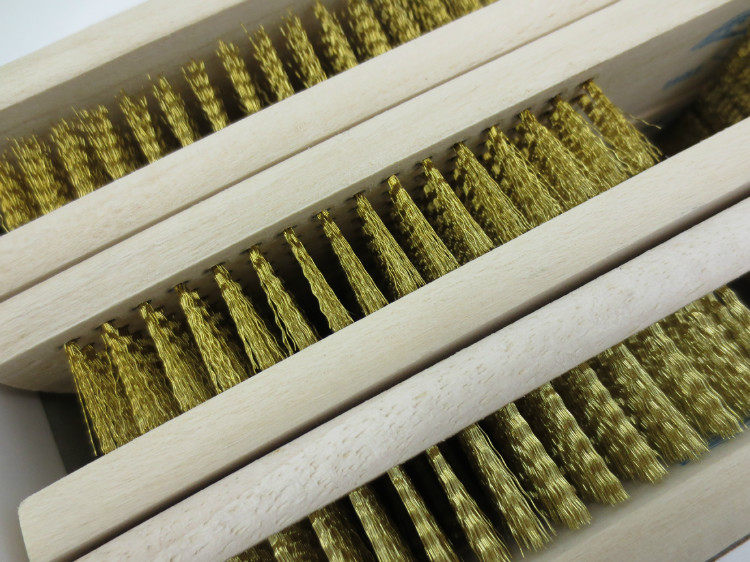 Медная щетка с деревянной ручкой, стальная щетка для чистки антиквариата, металлических поверхностей, промышленная очистка, щетка для удаления краски и ржавчины, стальная щетка