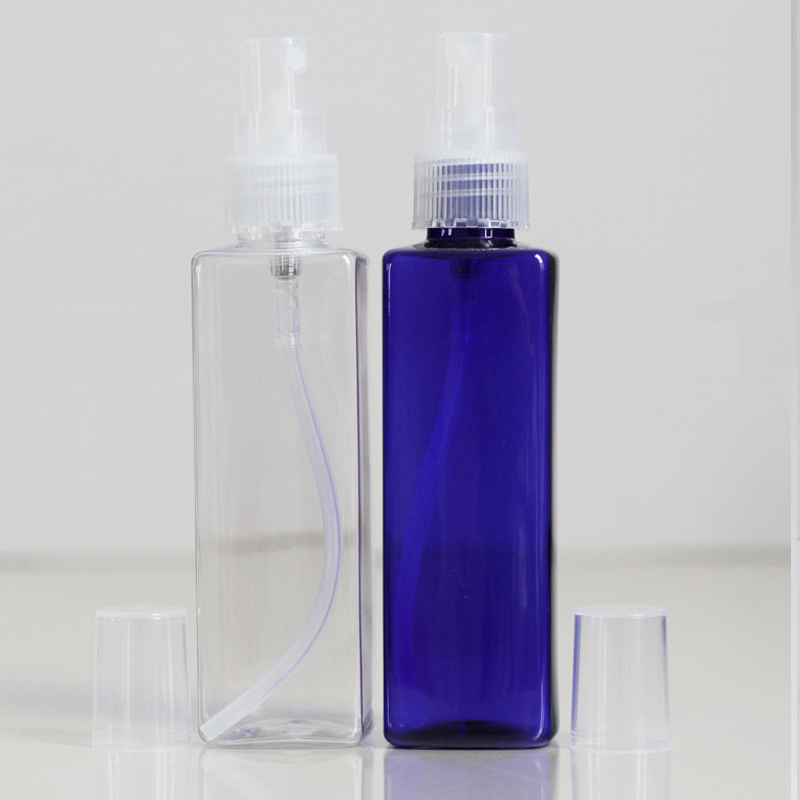 100мл квадратная PET бутылка для лосьона, бутылка для гидролата, квадратная пластиковая бутылка с эффектом стекла