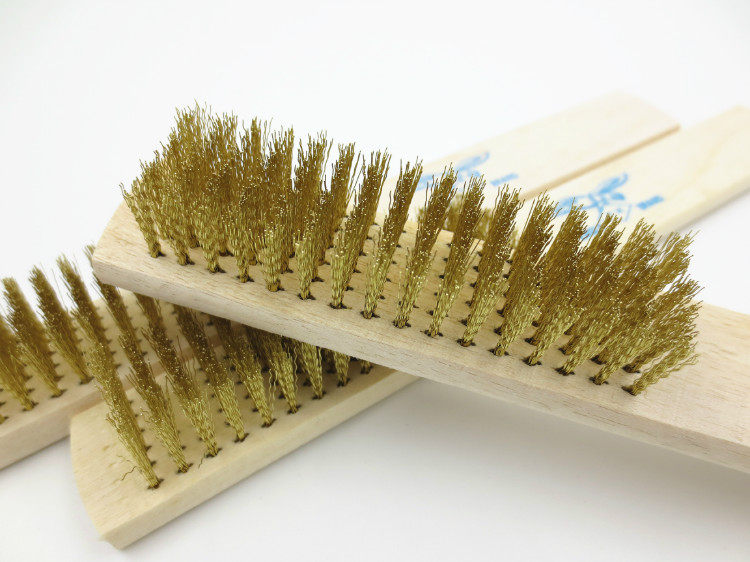 Медная щетка с деревянной ручкой, стальная щетка для чистки антиквариата, металлических поверхностей, промышленная очистка, щетка для удаления краски и ржавчины, стальная щетка