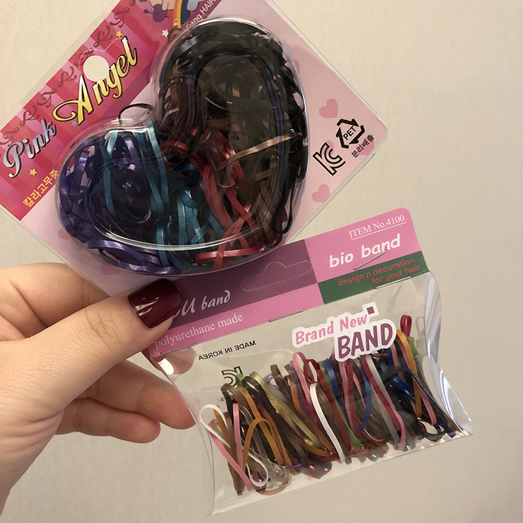 Безопасные нетоксичные корейские детские резинки для волос из мягкого пластика с радужным дизайном