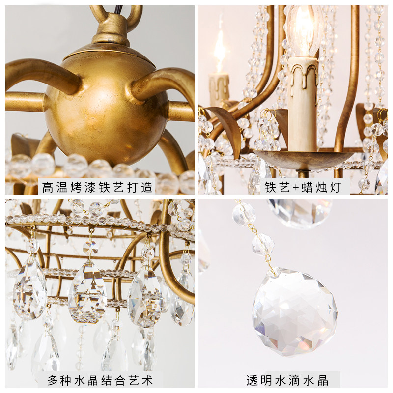 Американская люстра для гостиной, дуплекса, виллы, квартиры, столовой, железное художественное канделябр с хрусталём для лестницы