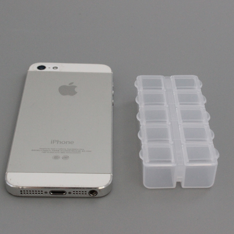 Прозрачная пластиковая ювелирная коробка 10 секций из ПП, портативная, с отдельными крышками, прямоугольная