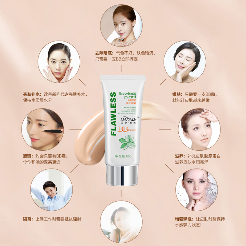 BB-крем Meishe Yage с ароматом жасмина для очищения кожи, осветления, увлажнения, маскирующий, защитный и питательный тональный крем для естественного макияжа