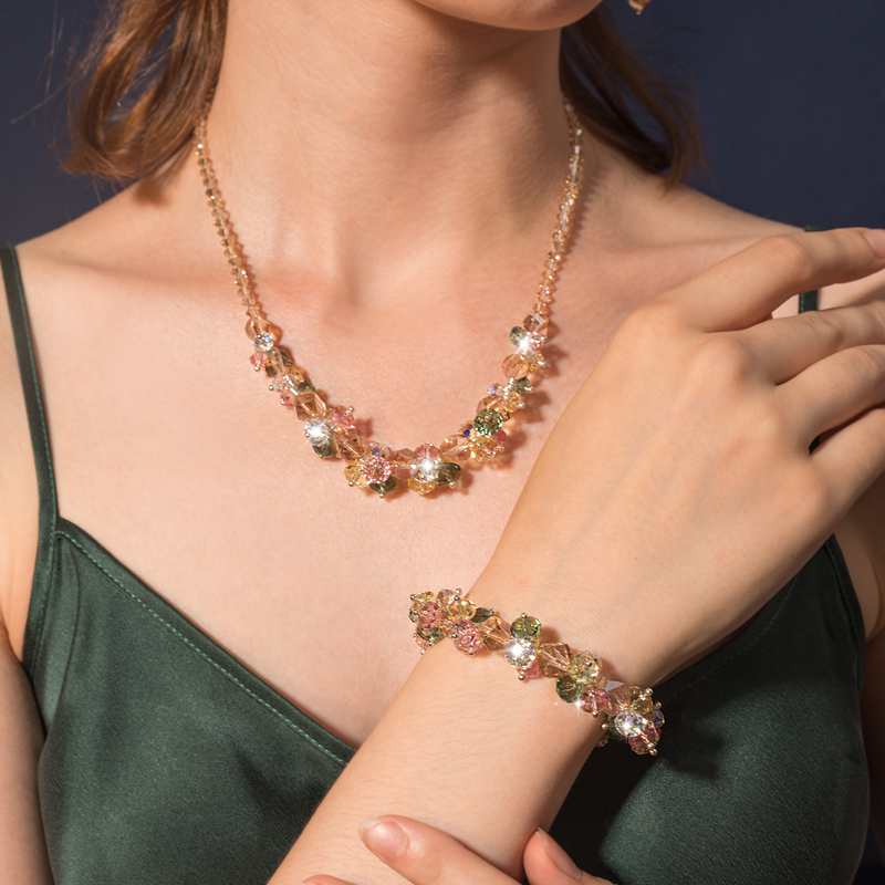 Браслет Shijia из австрийского кристалла женский разноцветный оригинальный лесной стиль с нанизанными бусинами