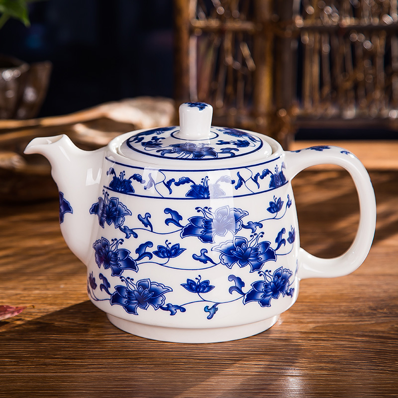 Большой керамический чайник и кувшин для холодной воды из жаропрочной фарфоровой посуды Цзиндэчжэнь с синими узорами высокой температуры, большой чайник и чашки