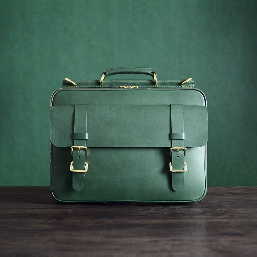 MOOSHI Handmade Cowhide Briefcase Custom Large Capacity Vegetable Tanned Leather Business Multifunctional Men’s Bag