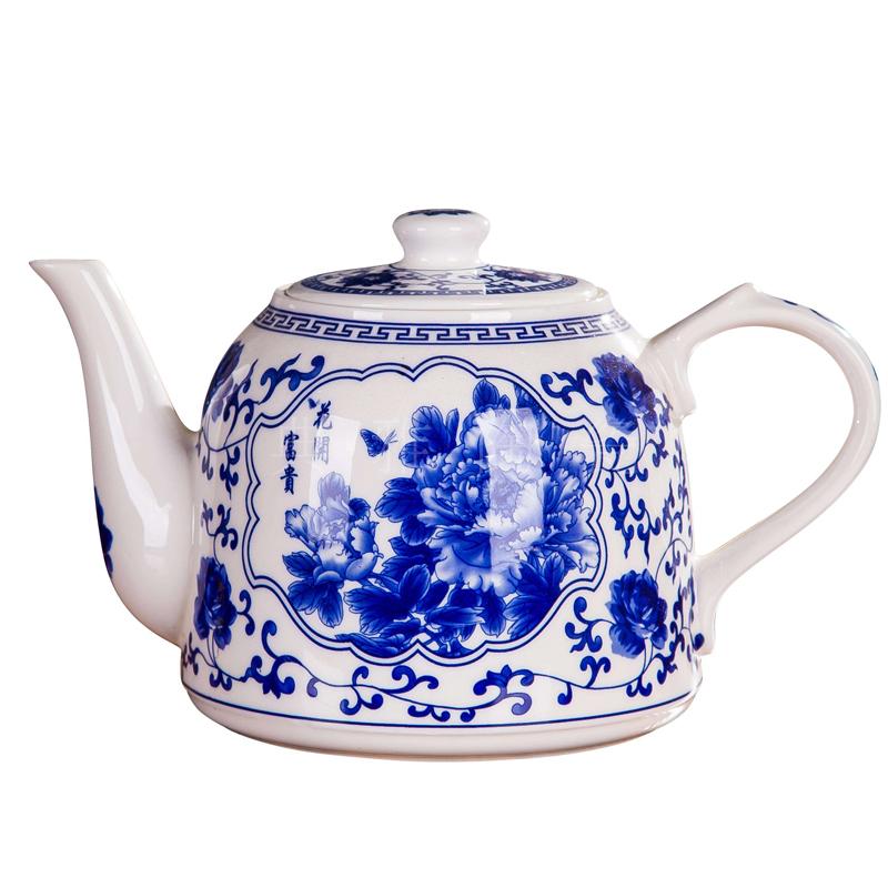 Большой керамический чайник и кувшин для холодной воды из жаропрочной фарфоровой посуды Цзиндэчжэнь с синими узорами высокой температуры, большой чайник и чашки