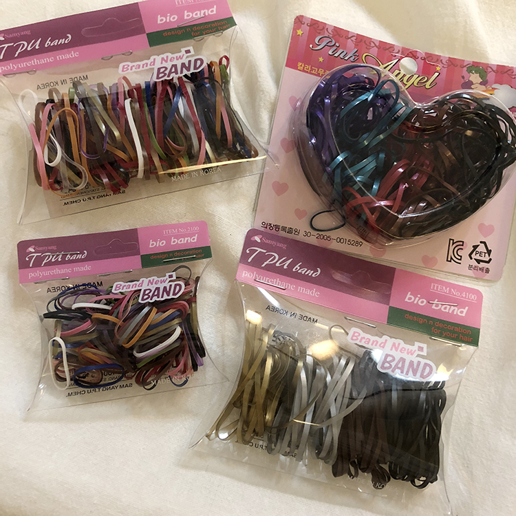 Безопасные нетоксичные корейские детские резинки для волос из мягкого пластика с радужным дизайном