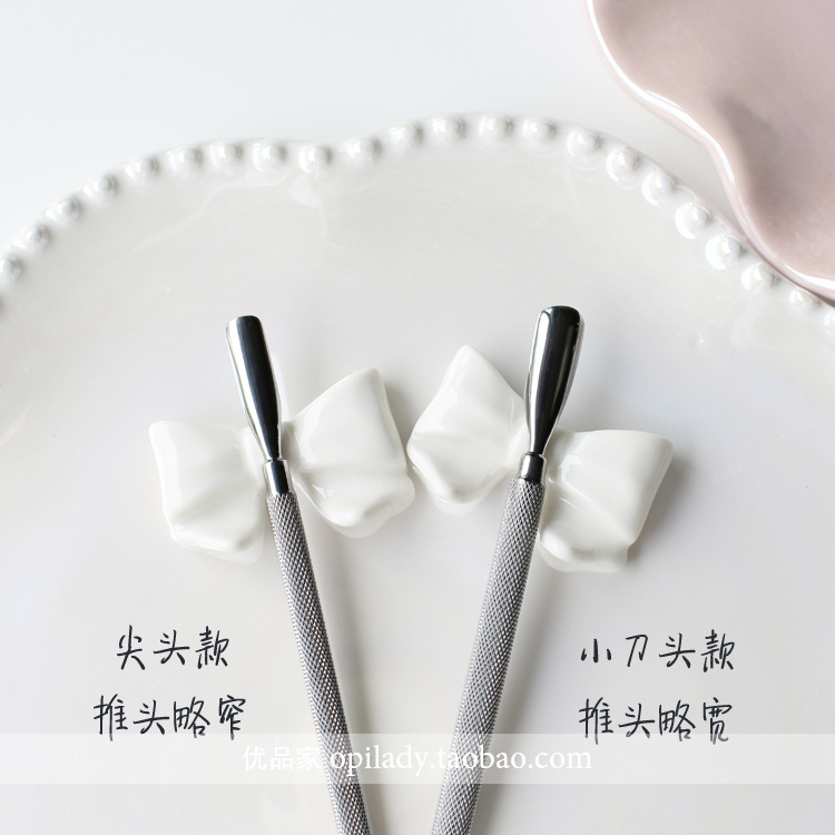 XIX изящный толкатель для кутикулы из нержавеющей стали с закругленным лезвием, маленьким ножом и острым кончиком для удаления кутикулы - инструмент для ухода за ногтями