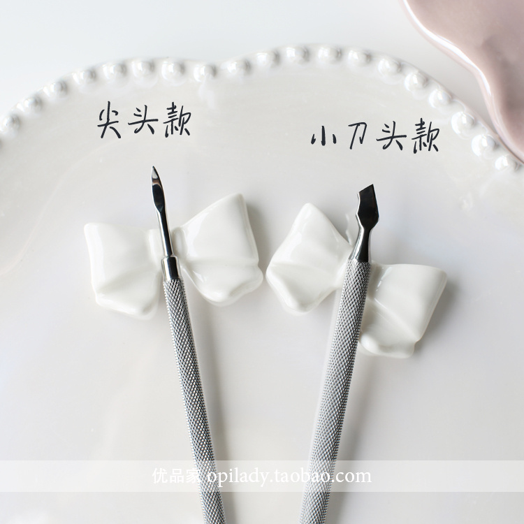 XIX изящный толкатель для кутикулы из нержавеющей стали с закругленным лезвием, маленьким ножом и острым кончиком для удаления кутикулы - инструмент для ухода за ногтями