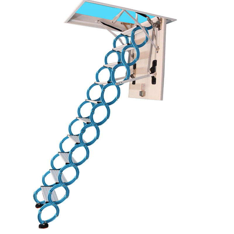 Телескопическая электрическая лестница для мансарды с автоматическим подъёмом и складным механизмом