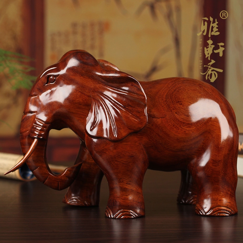 Пара резных слонов из красного дерева для прихожей из цельного красного сандалового дерева для гостиной