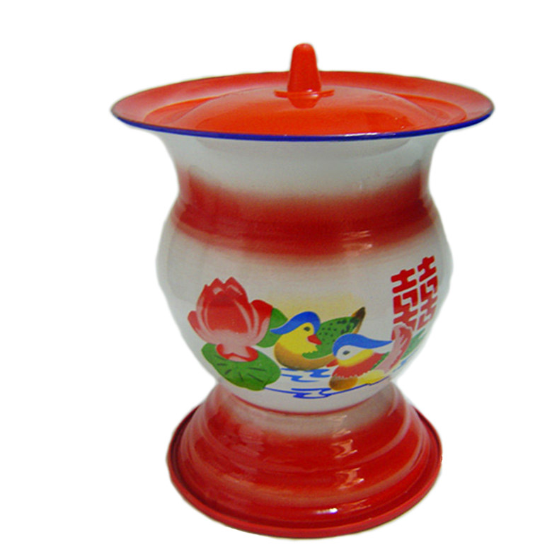 Эмалированное высокое судно для детей и пожилых - утолщенный старинный эмалированный судно с противоскользящим кольцом для использования в спальне