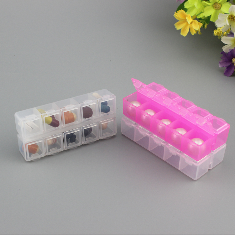 Прозрачная пластиковая ювелирная коробка 10 секций из ПП, портативная, с отдельными крышками, прямоугольная