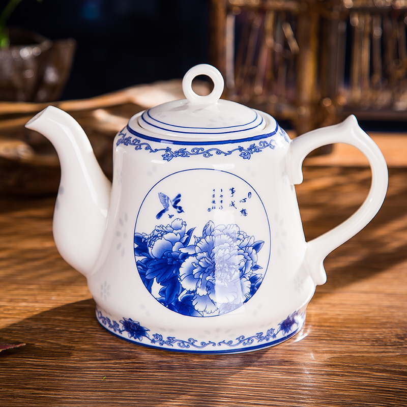 Большой керамический чайник и кувшин для холодной воды из жаропрочной фарфоровой посуды Цзиндэчжэнь с синими узорами высокой температуры, большой чайник и чашки