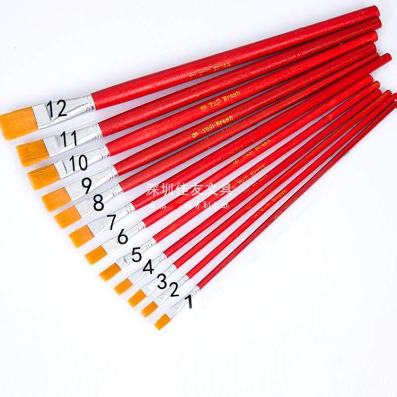 Набор из 20 масляных кистей с красной ручкой, кисти для краски, жёлтая плоская щетина, художественные кисти