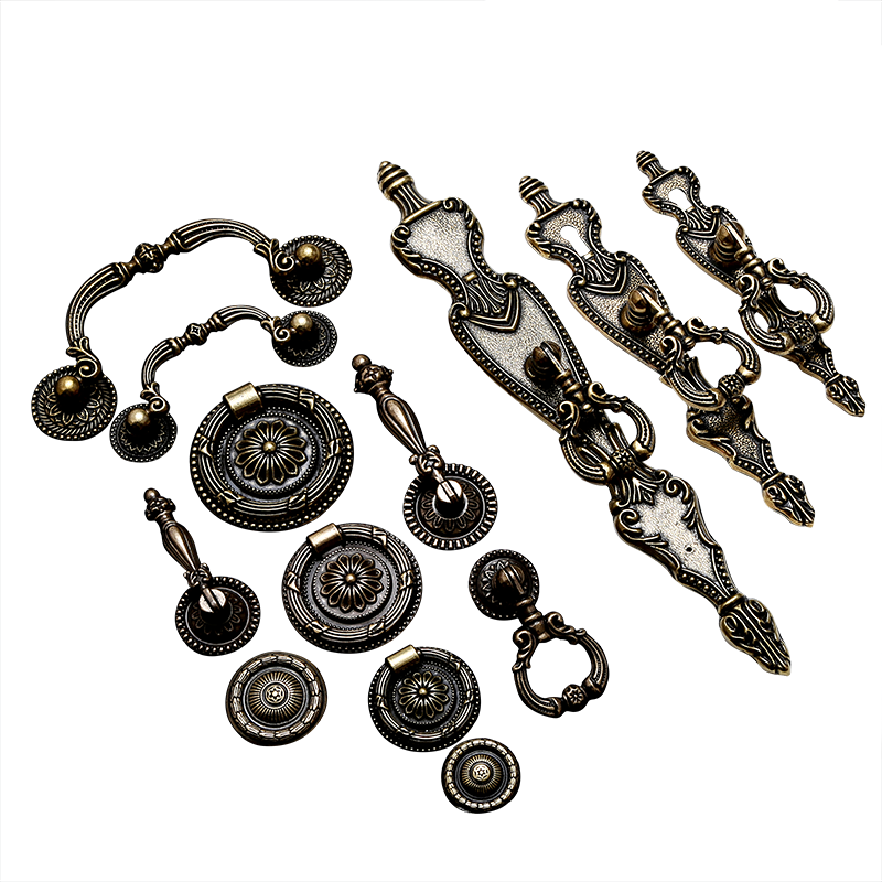 军升拉手柜门抽屉欧式青古铜复古新中式柜子单孔美式仿古把手加厚