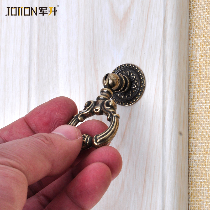 军升拉手柜门抽屉欧式青古铜复古新中式柜子单孔美式仿古把手加厚