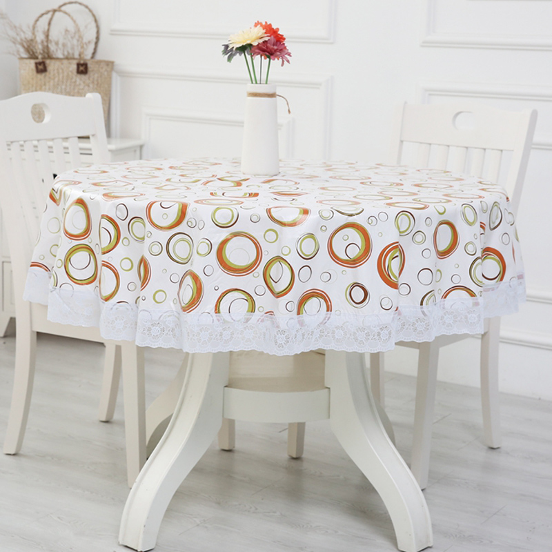 Утолщённая круглая скатерть экосреда с флисом из пластика большая круглая столовая скатерть из ПВХ водонепроницаемая маслоотталкивающая необслуживаемая