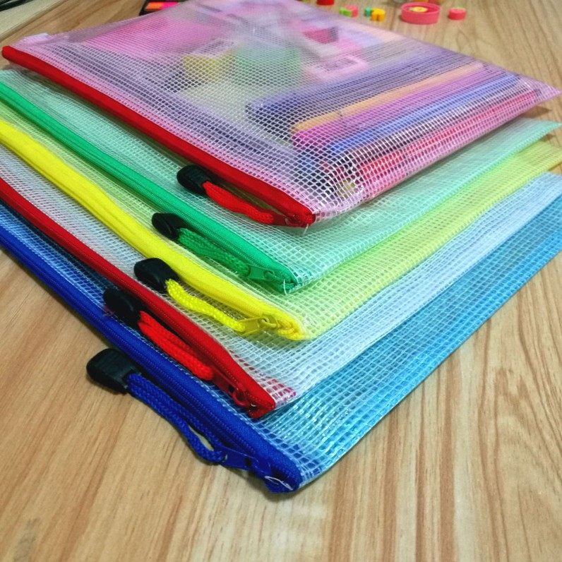 Файл-вкладыш с сеткой A4 на молнии, сумка для хранения квитанций A5, на заказ, прозрачный прозрачный ПВХ, утолщенный