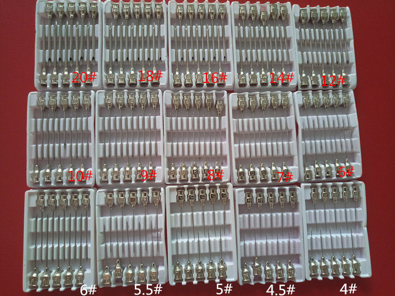 Бесплатная доставка стальных ветеринарных игл для шприцев размеров 4#, 5#, 6#, 7#, 8#, 9#, 10#, 12#, 16#, 20#